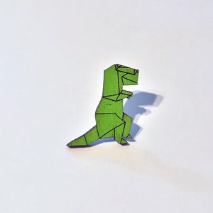 T-Rex Origami Dinosaur Wood Lapel Pin