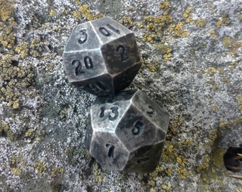 Iron dices, set of 2 dices, d20 dice games, tabletop gaming, board game, Forged dices, metal dice set D&D, for fans of  Dungeons and Dragons