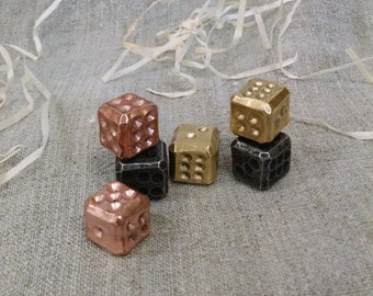 Handmade Metal Dice Set, Copper, Bronze, and Iron D6 Dice