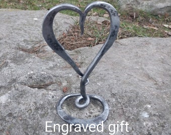 Iron anniversary gifts, 6th anniversary gifts, 6 year gifts, valentine pillow, engraved iron gift, forged heart, love sign,personalized gift