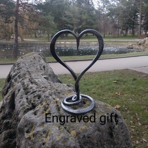 Sixth wedding anniversary gift, iron anniversary, 6th anniversary gifts, 6 year gifts, engraved iron gift, forged heart, personalized gift
