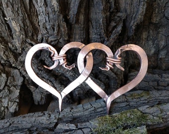 Copper gifts, forged copper hearts, engraved gift, personalized gift, 7th anniversary gift, 7 year gifts, love sign, copper anniversary gift