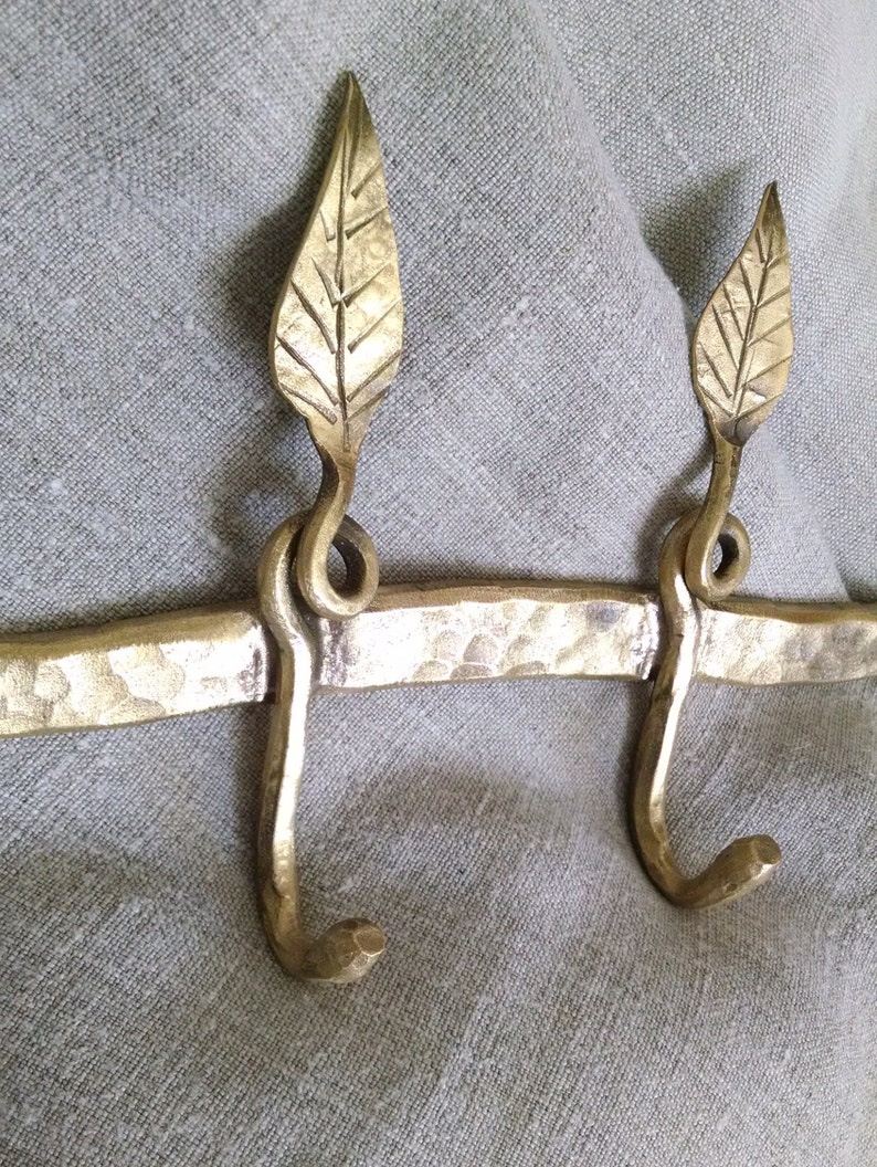 Handmade bronze coat rack 6 hand leaf end wall Etsy