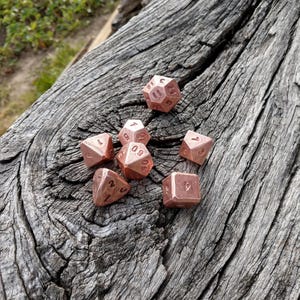 Set of 7 copper dice, copper gifts, DnD dice, d4, d6, d8, d10, d12,d20, d00, copper dice, board games, handmade dice, copper anniversary