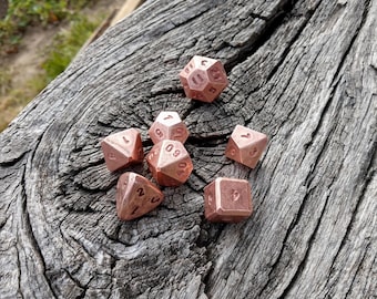 Set of 7 copper dice, copper gifts, DnD dice, d4, d6, d8, d10, d12,d20, d00, copper dice, board games, handmade dice, copper anniversary