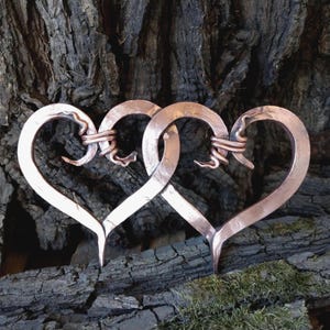 Copper gifts, forged copper hearts, handmade heart, personalized gift, 7th anniversary gift, 7 year gifts, love sign,copper anniversary gift