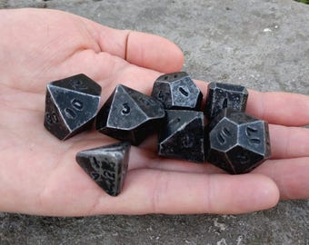 Handmade Iron DnD Dice Set, Tabletop Gaming Dice