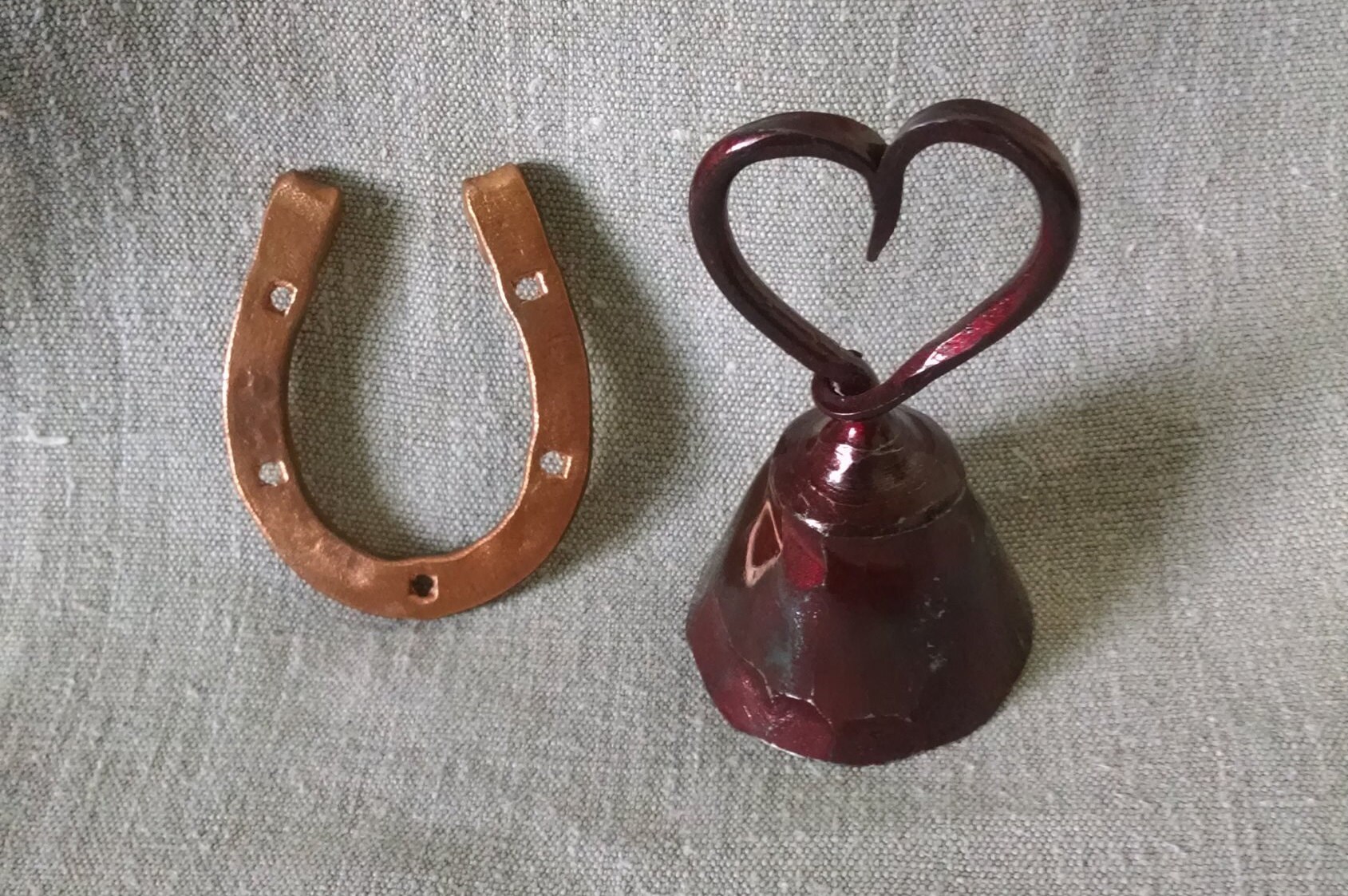 Copper horseshoe set of bells and copper horseshoe Etsy