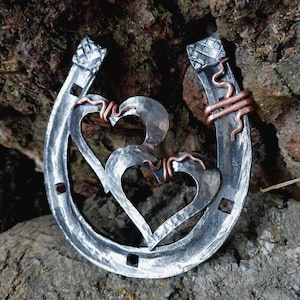 Forged horseshoe, iron horseshoe with hearts, 6 year gifts,6 year anniversary,iron anniversary gifts,handmade wedding gift,personalized gift