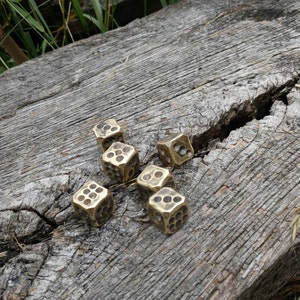 Bronze dices, d6 dices, set of 6 dices, dice games, tabletop gaming, board games,bronze gift,bronze anniversary,8 years anniversary, for him image 7