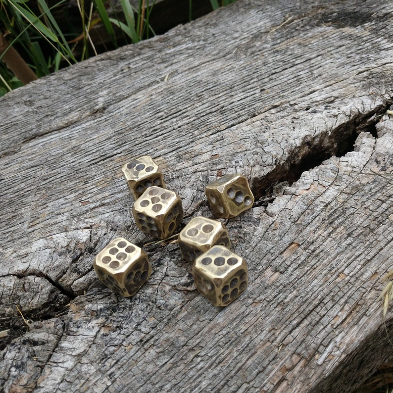 Bronze dices, d6 dices, set of 6 dices, dice games, tabletop gaming, board games,bronze gift,bronze anniversary,8 years anniversary, for him image 7