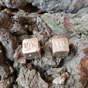 Set of 2 bronze dice, d6 dice, board games, tabletop gaming, dice games, bronze anniversary, Forged dices, 19 years, 8 years, gift for him image 6