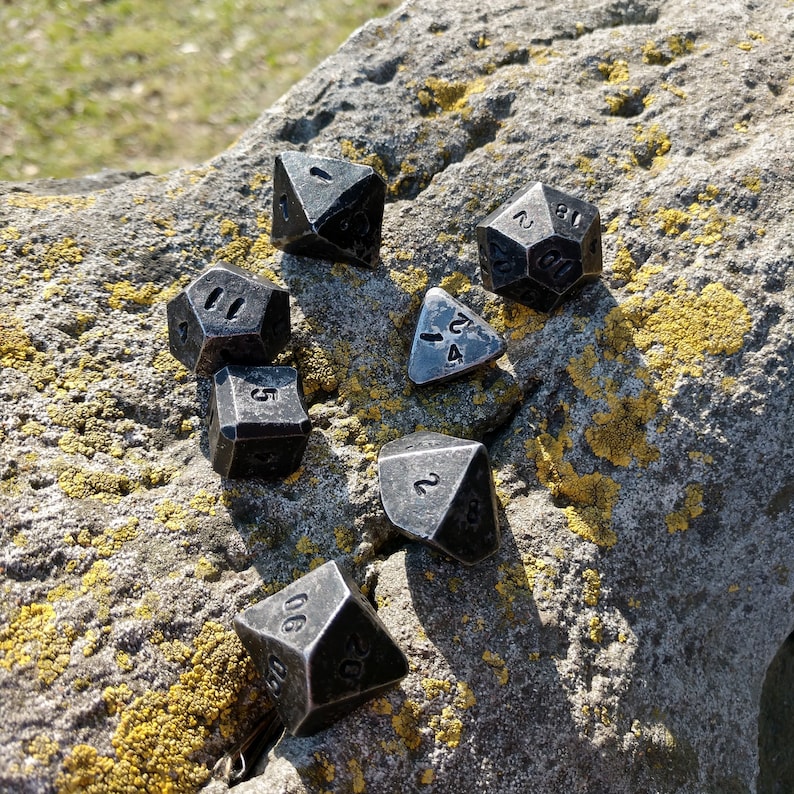 Iron Dice Set of 7 Dices D4 D6 D8 D10 D12 D20 D00 Etsy