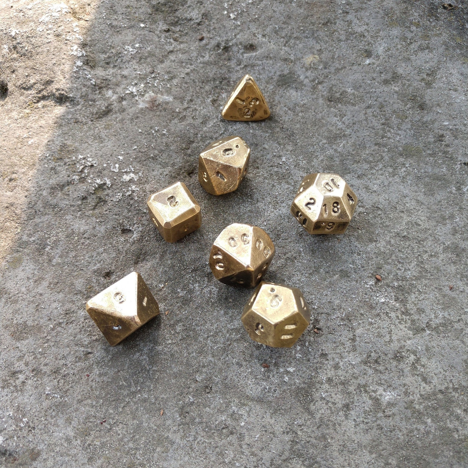 Hand bronze dice set of 7 dices d4 d6 d8 d10 d12 Etsy
