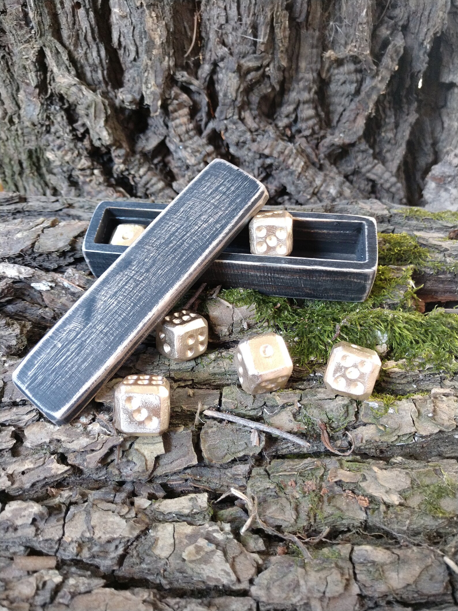 DnD dice bronze dices set of 6 dice in wooden box d6 dice Etsy
