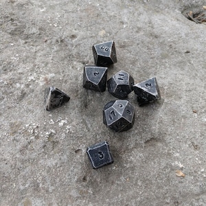 Iron dice, set of 7 dices, d4, d6, d8, d10, d12, d20, d00, metal dice, DnD dice, board games,tabletop gaming,iron anniversary,handmade dice