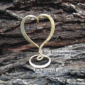 Bronze gifts, bronze anniversary gifts, bronze heart, bronze gift for him, 8 year wedding anniversary gift,handmade heart, personalized gift