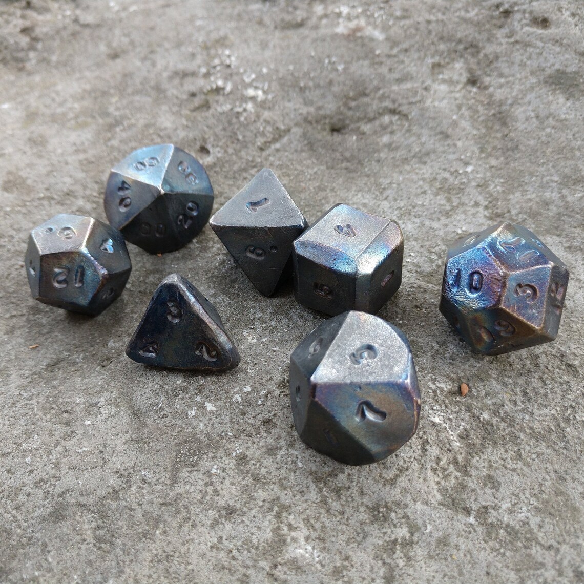 Hand Titanium Dice Set of 7 Dices D4 D6 D8 D10 Etsy