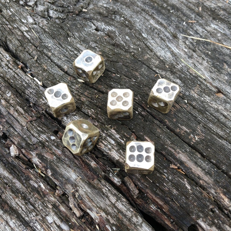 Bronze dices, d6 dices, set of 6 dices, dice games, tabletop gaming, board games,bronze gift,bronze anniversary,8 years anniversary, for him image 3