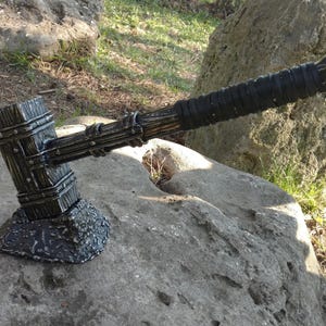 Iron Hammer, Hammer of Thor, gift for him, metal hammer, handmade hammer, crafted tools, hammer, leather on handle, hammer stand, iron gift