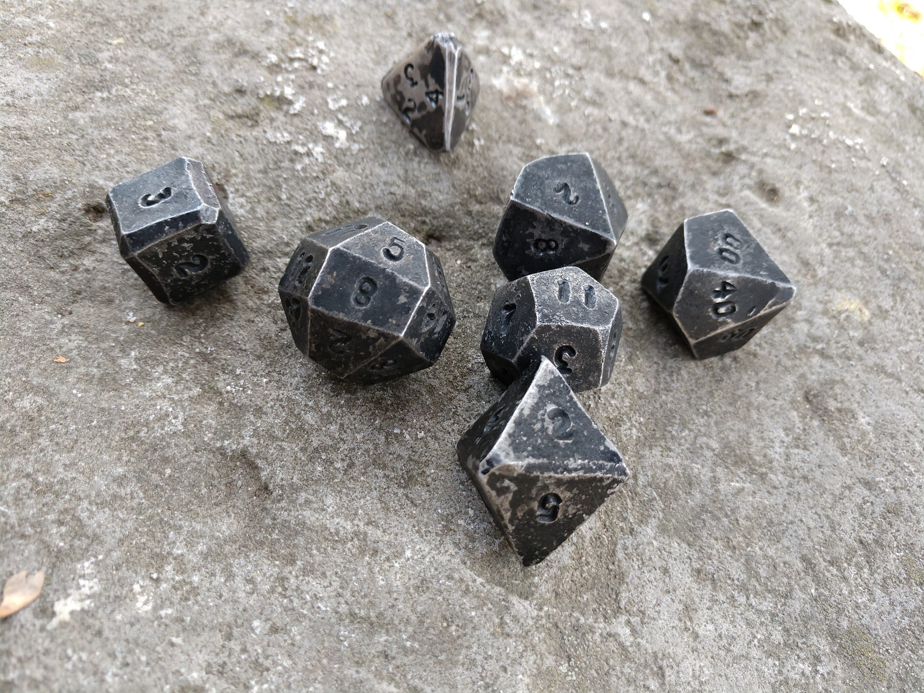 Iron dice set of 7 dices d4 d6 d8 d10 d12 d20 d00 Etsy