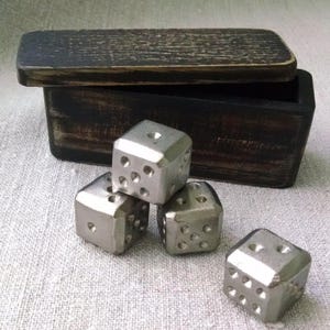 Stainless steel dice,set of 4 stainless steel dices with a box,dice games,tabletop gaming, board games,engraved gift,handmade dice,iron gift