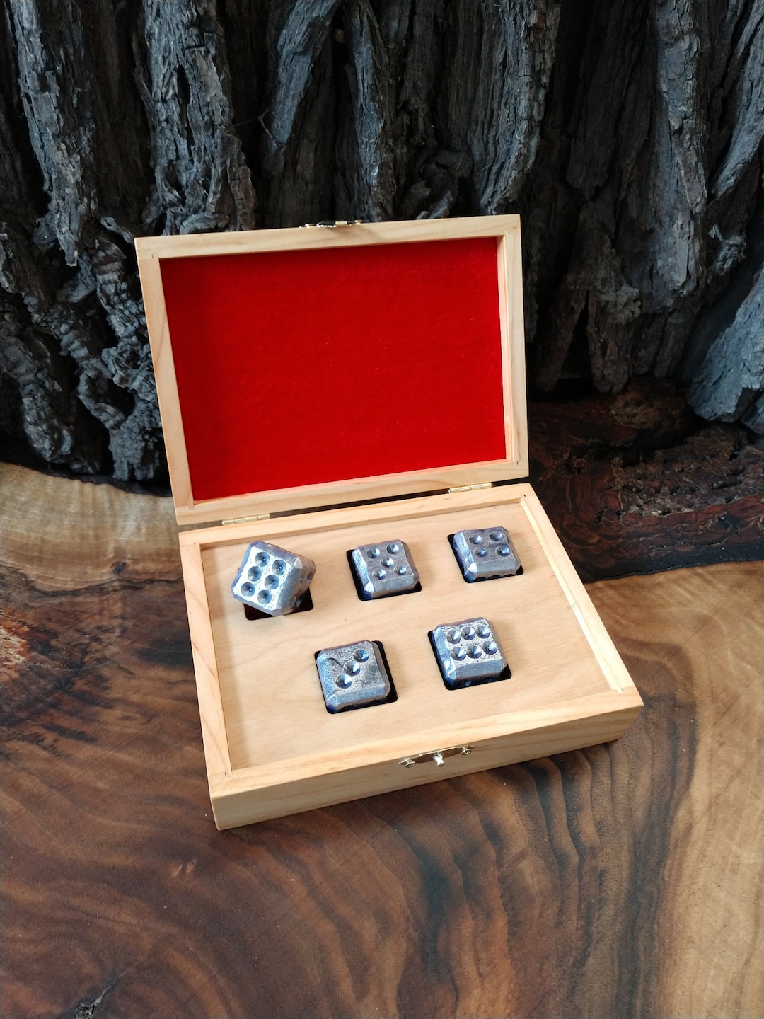 Dices Iron Dices Set of 5 Dices With Box Dice Games Etsy UK