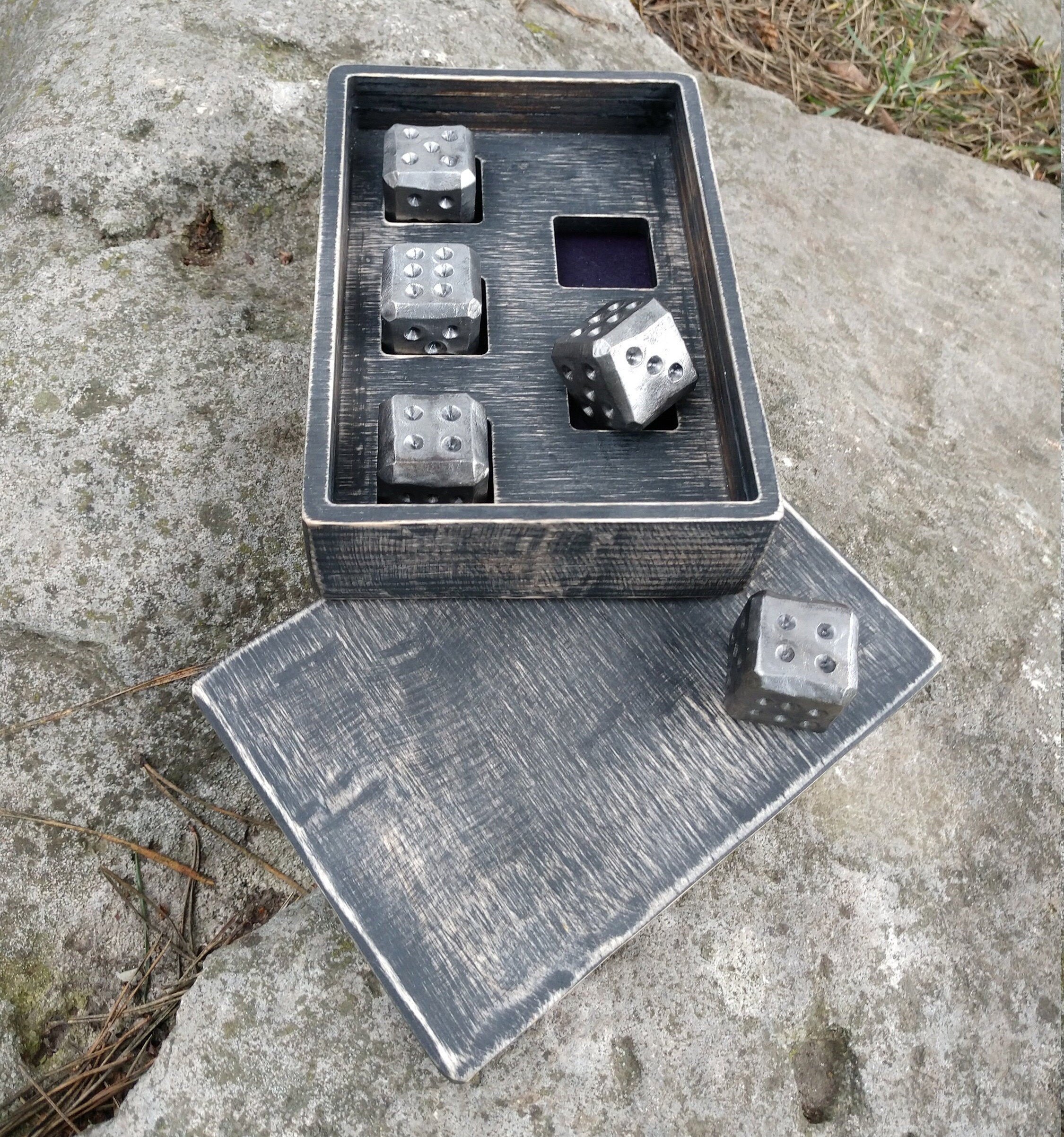 Dices Iron Dices Set of 5 Dices With Box Dice Games Etsy