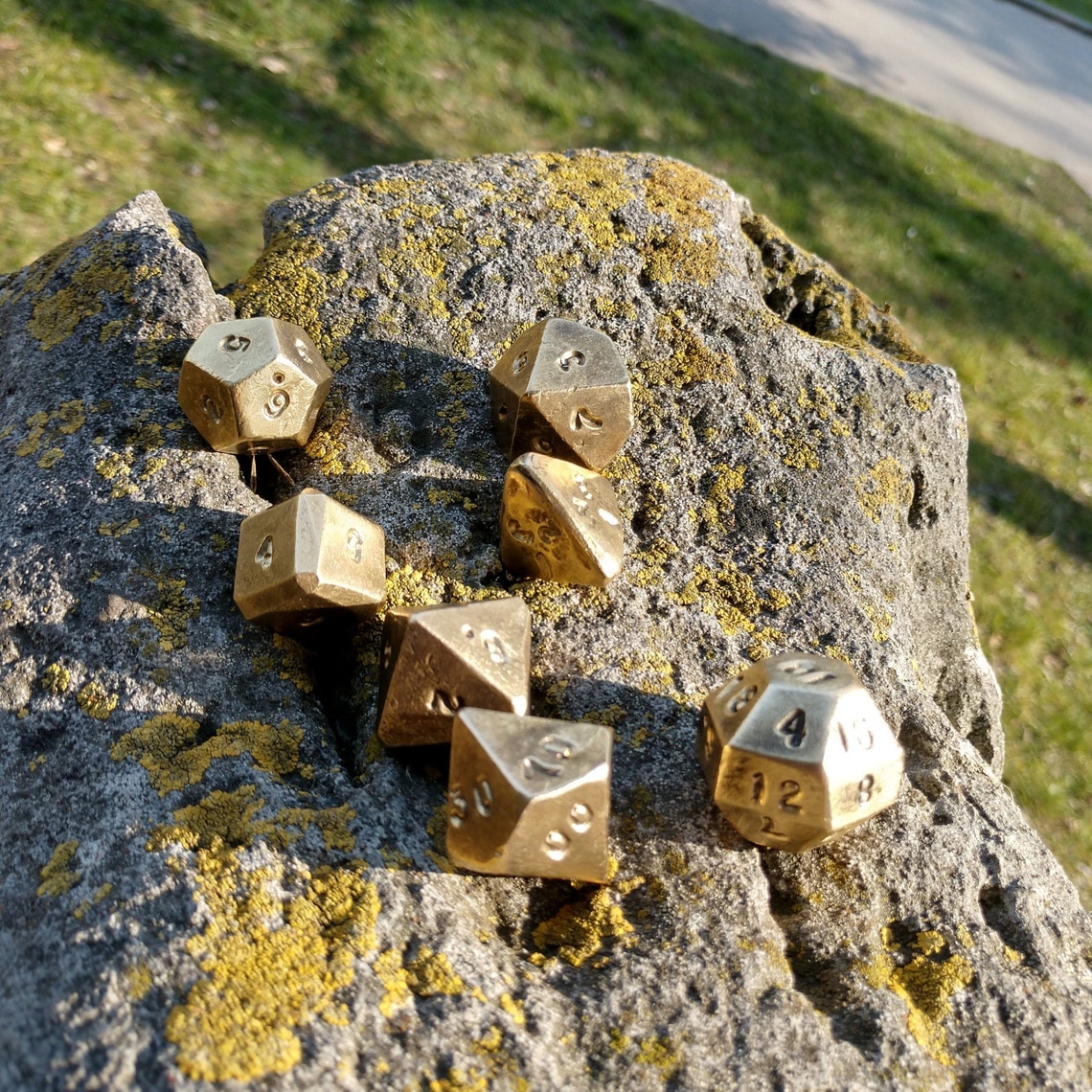 Hand bronze dice set of 7 dices d4 d6 d8 d10 d12 Etsy