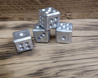 10 year anniversary gift, aluminum dice, tin anniversary gift, set of 4 dice, ten year anniversary, dice games, tabletop gaming, board games