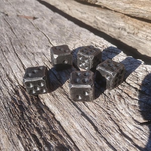 Iron dices, set of 5 iron dices, forged dices, dice games, tabletop gaming, board games, iron gift,  6th anniversary, 6 year, handmade dice