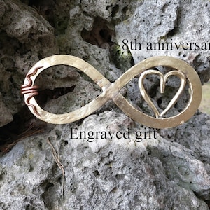 8th anniversary gift, bronze anniversary gifts, personalized bronze gift, bronze infinity, engraved bronze gift, 8 year gifts, bronze gifts