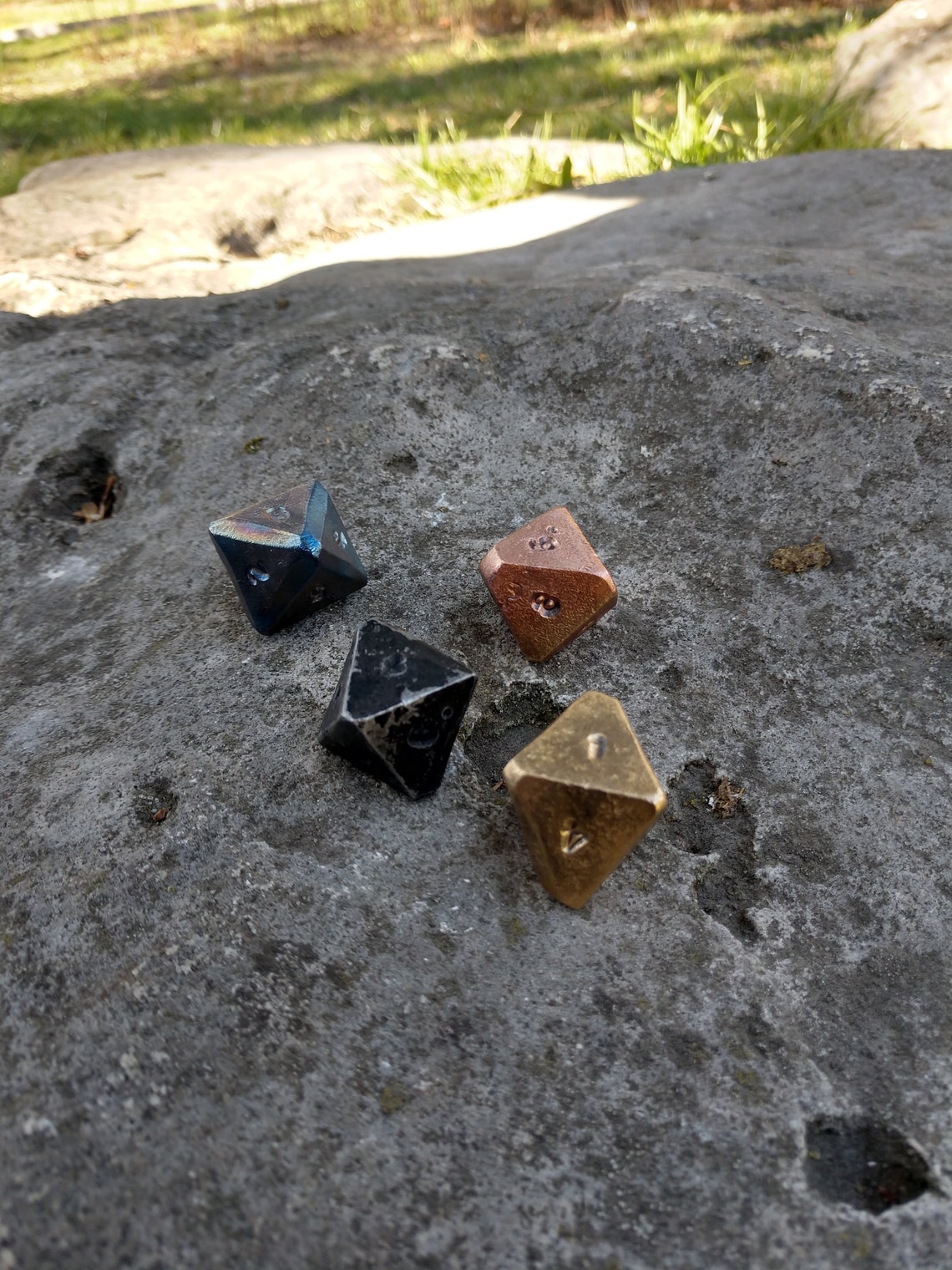 Set of 4 Metal Dice D8 Dice Bronze Dice Iron Etsy