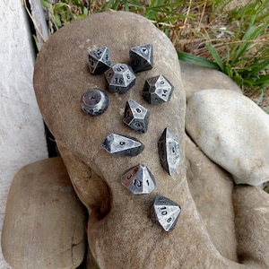 DnD dice, set of 10 dices, d2,d4,d6,d8,d10,d12,d14,d16,d18,d20, metal dice, iron dice, board games, handmade dice, iron anniversary gift