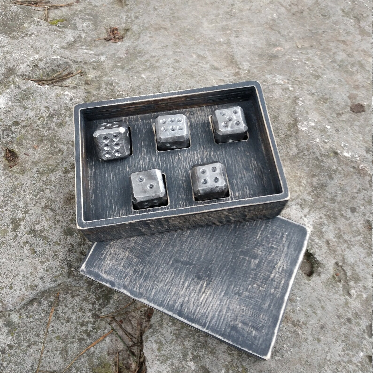Dices Iron Dices Set of 5 Dices With Box Dice Games Etsy