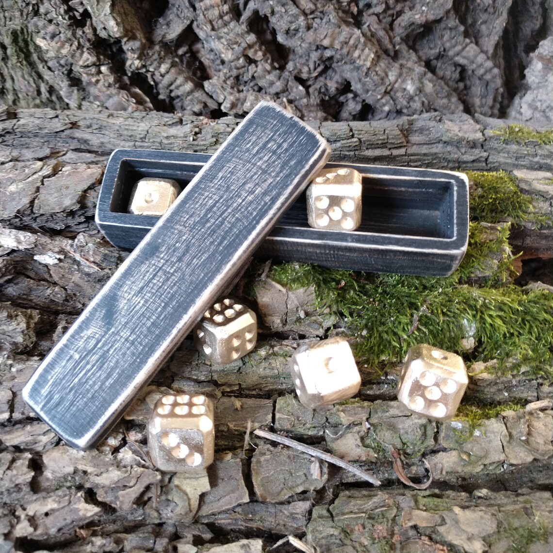 DnD dice bronze dices set of 6 dice in wooden box d6 dice Etsy