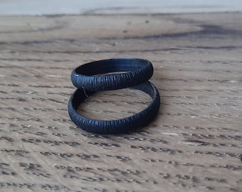 Handmade Blackened Iron Ring Set: 6th Anniversary Rings