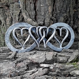 Iron anniversary gifts,6th anniversary gift,personalized gift,iron infinity with four hearts, handmade gift,6 year gifts,wedding anniversary