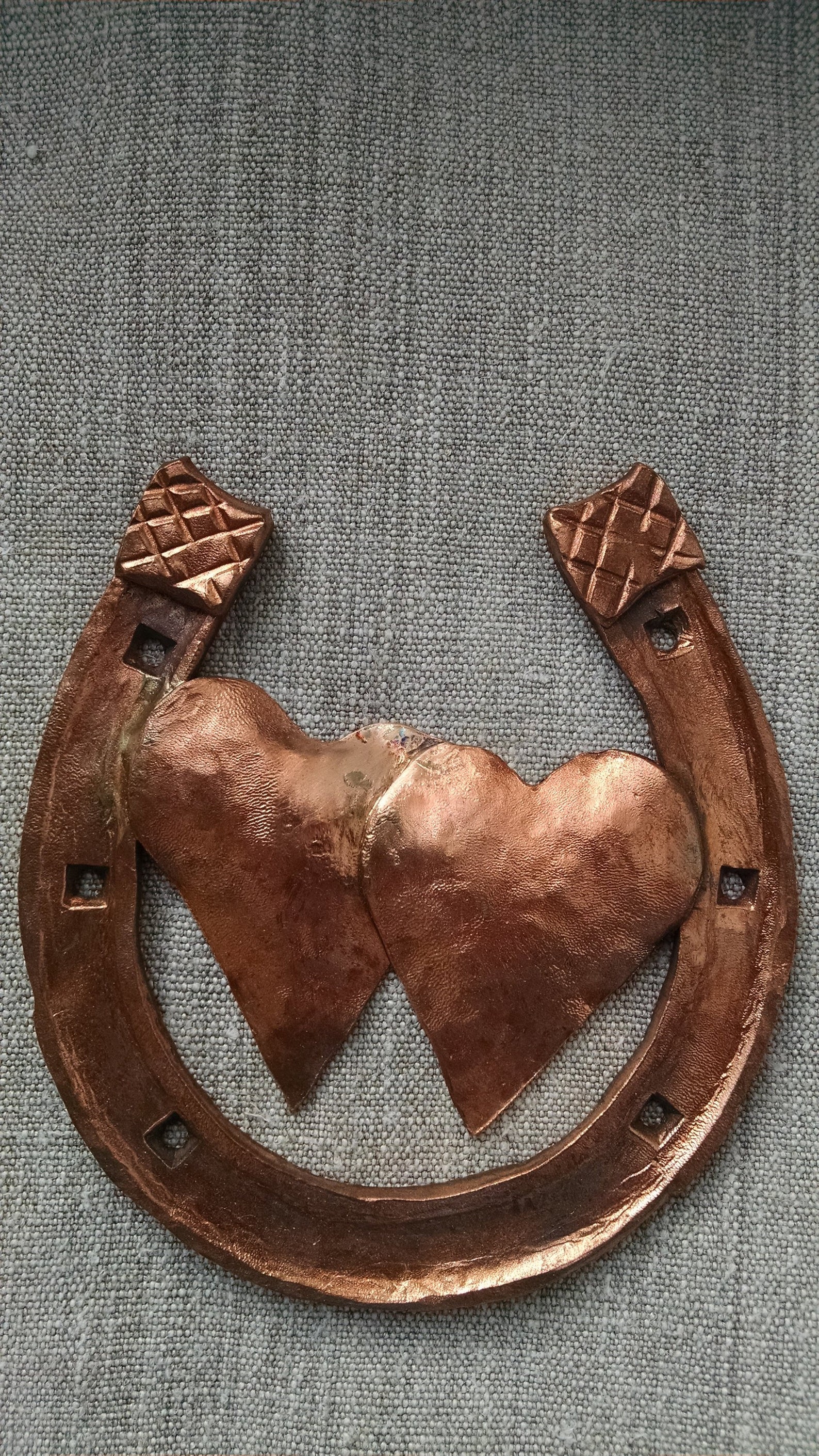 7th anniversary gift horseshoe copper horseshoe in wooden Etsy