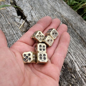 Bronze dices, d6 dices, set of 6 dices, dice games, tabletop gaming, board games,bronze gift,bronze anniversary,8 years anniversary, for him image 8