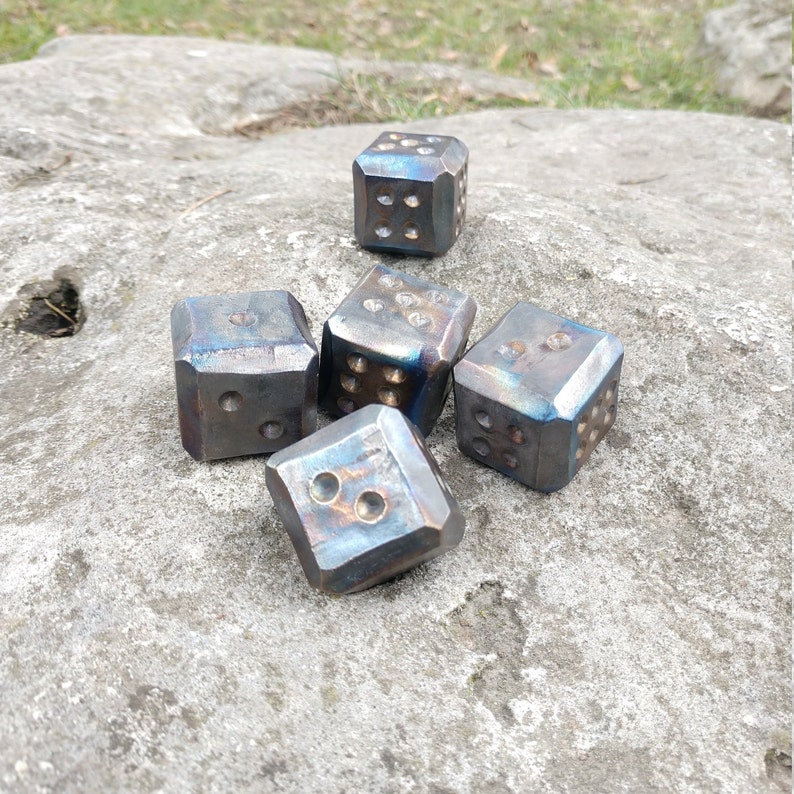 Titanium Dices Set of 5 Dices Titanium D6 Dice Games Dnd Etsy
