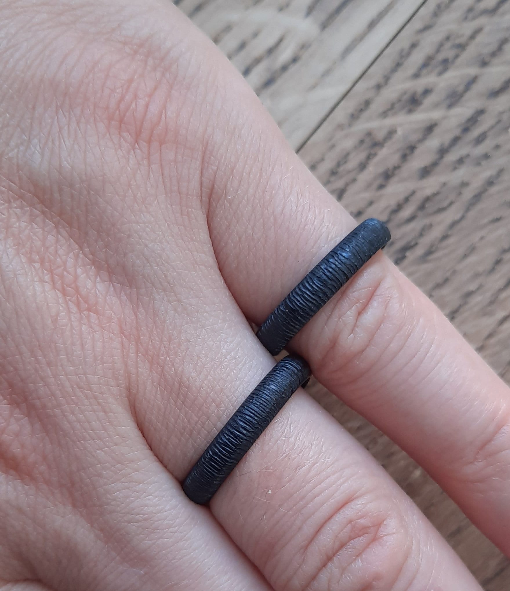 Set of 2 iron rings iron ring for him wrought iron ring 6th Etsy