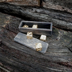 Bronze dices, dices, set of 5 dices with box, bronze gift, dnd dice, 8 years anniversary, tabletop gaming, handmade dice, bronze anniversary