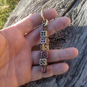 Bronze and copper key holder d6 dice, bronze keychain, copper keychain,bronze gift, copper gift,dice roll,handmade roll dice,8th anniversary