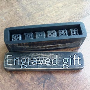 Dadi di ferro, dadi dnd, set di 6 dadi con scatola, giochi di dadi, giochi da tavolo, regalo personalizzato, regalo inciso, giochi da tavolo, 6° anniversario