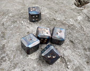 Titanium dices, set of 5 dices, titanium D6, dice games, DnD dice, yahtzee, tabletop gaming, board games, big titanium dices, gift for him