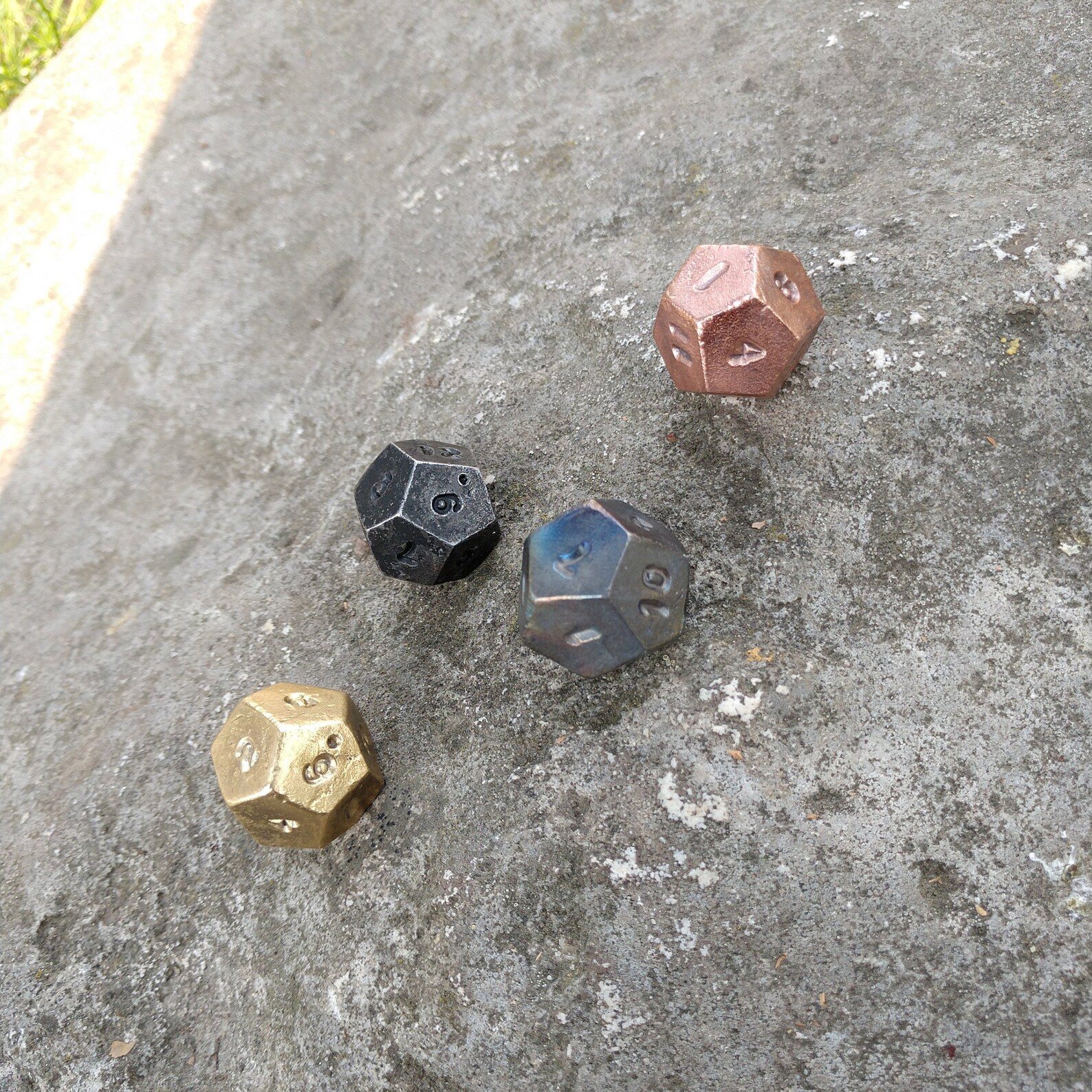 Set of 4 Metal Dice D12 Dice Bronze Dice Iron Etsy