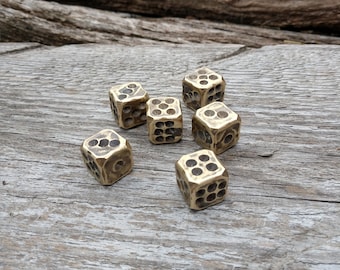 Bronze dices, d6 dices, set of 6 dices, dice games, tabletop gaming, board games,bronze gift,bronze anniversary,8 years anniversary, for him