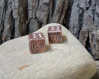 Handmade Forged Copper Dice Set: Personalized D6 Gaming Dice
