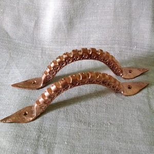 Handmade Copper Door Handles, Set of Two, 7th Anniversary Gift